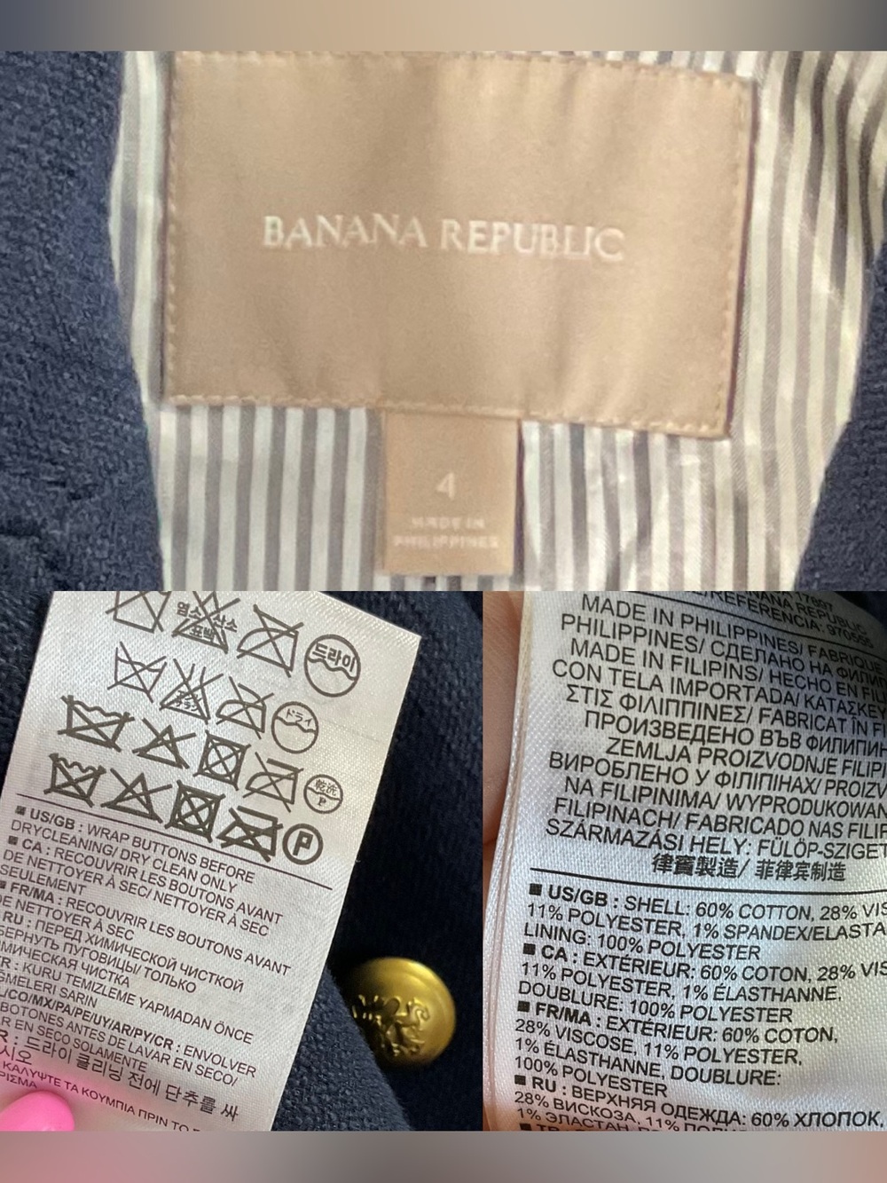 Banana Republic Military Cut Away Sailor Blazer Double Breasted Navy sz. 4 - Picture 16 of 16